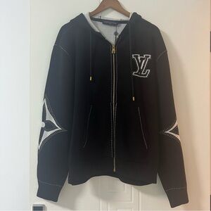 Louis Vuitton Black Monogram Flower Elbow-Patch Zip